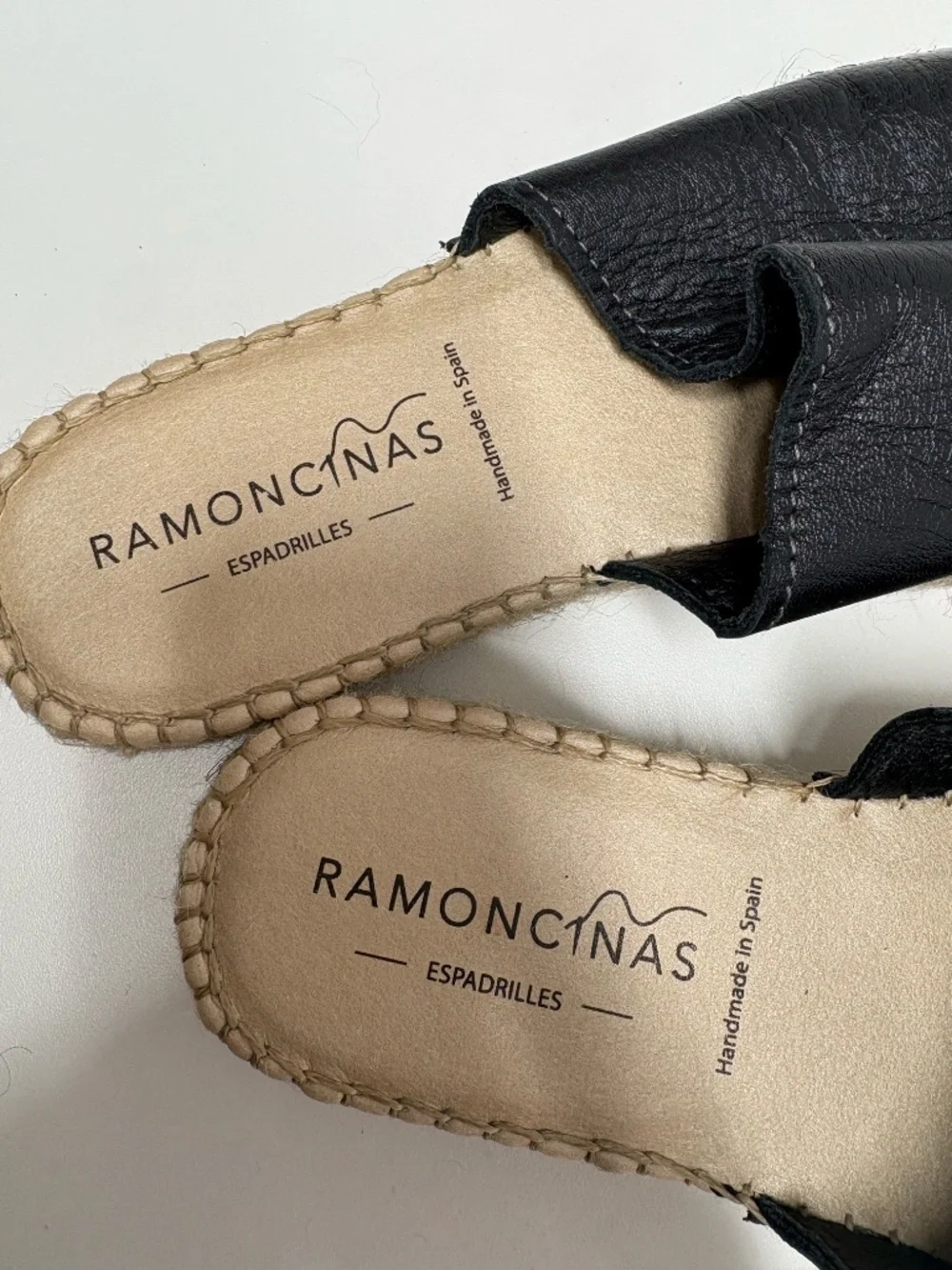 Ramoncinas Platform Leather Black Flat‎ Espadrilles - Size 38 (7.5 US) - NEW